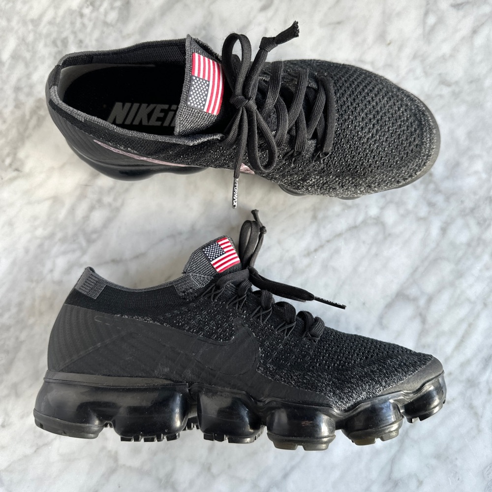 Nike ID Vapormax Custom USA Flag Black Flyknit Size 8